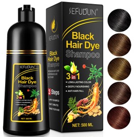 ZIXAOK Black Hair Dye Shampoo 3 in 1, Shampoo for Color Treated Hair 100% Gray Coverage for Women & Men, Instant Champu Para Canas 16.9 fl.oz