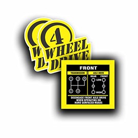 Transmission Shift Pattern Sticker Decal - Compatible with Jeep, Willys Or CJ May Fit Transmission and Transfer Case Models T18, Dana 300, 4 Speed, Twin Stick - 3x3.25 inch Plus 4WD Decals
