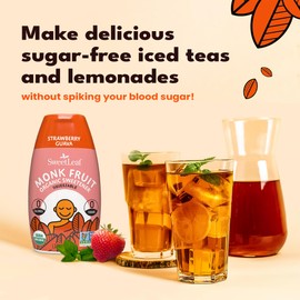 SweetLeaf Strawberry Guava Liquid Monk Fruit - Monk Fruit Liquid Sweetener Drops, Organic Monk Fruit Extract, Zero Calorie Sweetener, Sugar Free, Keto Friendly, Erythritol Free - 1.7 Fl Oz