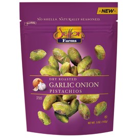 Setton Farms Naturally Seasoned Pistachio Kernels, Garlic Onion, No Shell Pistachios, Certified Non-GMO, Gluten Free, Vegan and Kosher, 5 oz Resealable Pouch