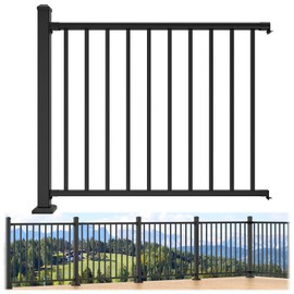 Egadis 42 in. H x 4 ft. W Porch and Deck Railing Kit, Aluminum Railing Kit, Black Textured Powder-Coat Finish Rail System for Outdoor Decks, Porches & Balconies (1 Post, 1 Panel)