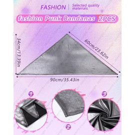 AWAYTR Y2K Hair Bandanas for Women Hair - 2Pcs Punk Head Wraps for Girls Hair Scarf Grunge Disco Head Cover (Leopard (White/Yellow))