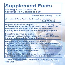 Bioma Probiotics for Digestive Health – Advanced 3-in-1 Gut Health Formula with Prebiotics, Probiotics, and Postbiotics – 120 Capsules for Complete Digestive Support