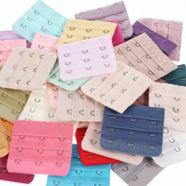 QFGasre 35pcs Women's Bra Extenders Brassiere Extension Hooks Elastic Stretchy Bra Extension Strap Assorted Colors 3 Rows x 3 Hooks Spacing for Plus Size