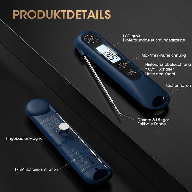 DOQAUS Barbecue Thermometer, Digital Roasting Thermometer, Meat Thermometer, Cooking Kitchen