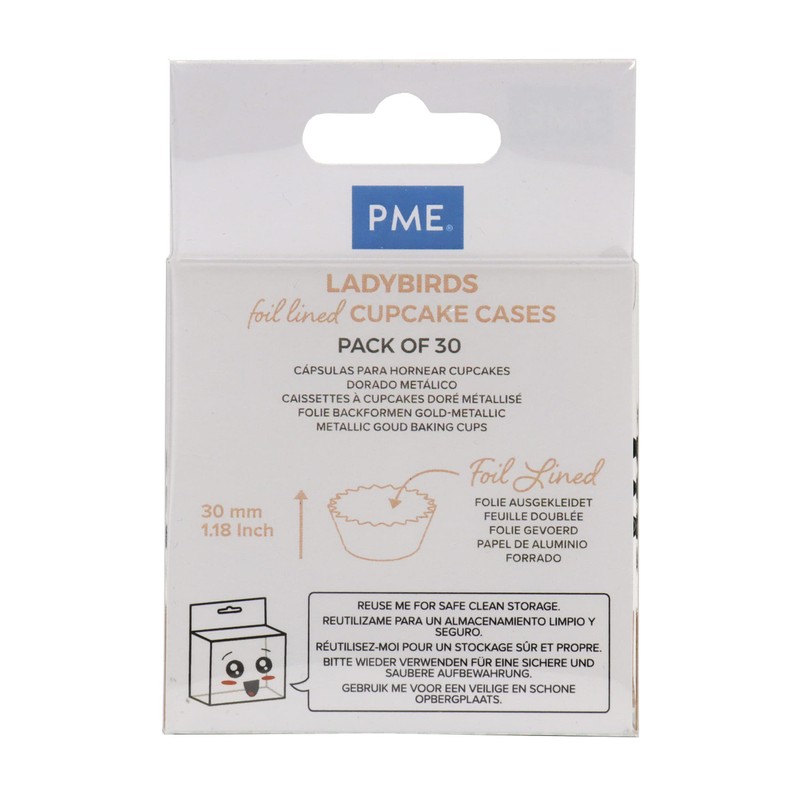 PME Foil Lined Cupcake Cases - Ladybird, Pack of 30,