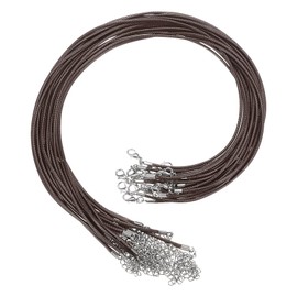 HARFINGTON 20Pcs Waxed Necklace Cord Bulk Brown 2mm Dia 18" Necklace String Rope with Chain Clasp for Pendants Bracelets Jewelry Making Supplies Accessories