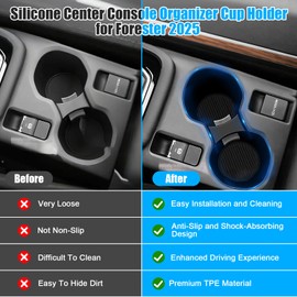 WODHMIEY Cup Holder Insert,Anti Slip Silicone Center Console Organizer Cup Holder for Forester 2025,with Textured Surfaces & Raised Edges, Direct Placement Installation