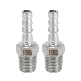 INFINAUTO Stainless Steel Barb Fittings, 15/64" Barb 1/8 BSPT Male Hose Barb Tubing Connector for Air Water Oil Gas Fuel, 2 Pcs