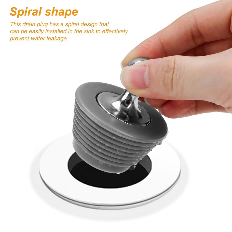 LERANXIN Sink Plug, Spiral Shape Rubber Stopper with Zinc Alloy