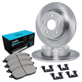 R1 Concepts Rear Brake Kit For 2005-2007 Toyota Avalon, 2002-2006 Toyota Camry, 2004-2008 Toyota Solara| Blank Brake Rotors| Ceramic Brake Pads and Rotors Kit| Hardware included