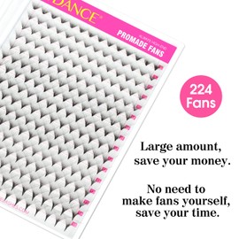 TDANCE Premade Fans Eyelash Extensions 224 Fans Pre Made Fans Lash Extensions Middle Stem Heat Bonded Premade Lash Fans Volume Lash Extensions(224-40D-0.03-D-8-15)