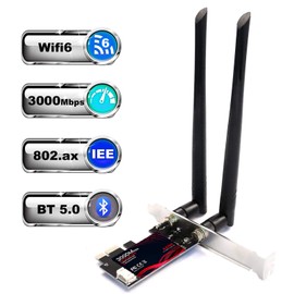 TEROW ROW076 WiFi 6 PCIe WiFi Card 3000Mbps Bluetooth 5.0 |802.11AX | Intel AX200 Dual Band 2.4G/574M 5.8G/2400M Wireless Network Card | MU-MIMO | Low Latency | Support Win 10 64 bit with Shield Cover