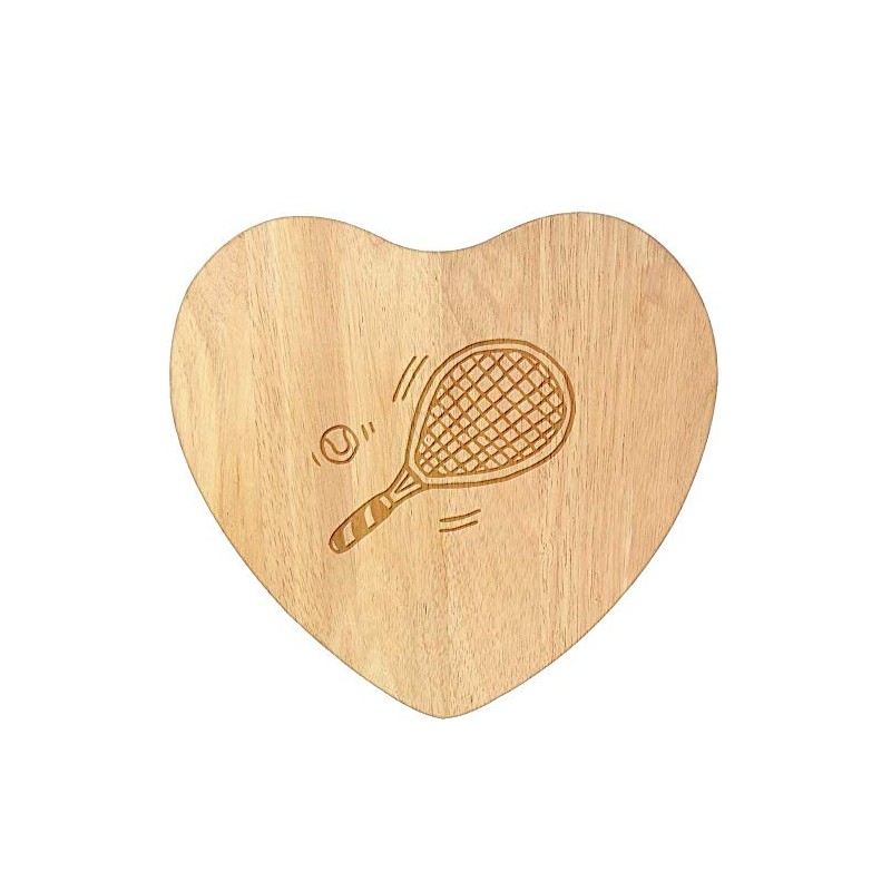 'Tennis Racket' Wooden Heart Shaped Chopping/Cutting Board (WB00044744)
