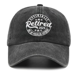 Sunlark Retirement Gift for Men - Washed Cotton Vintage Retired Baseball Cap, Low-Profile Adjustable Dad Hat for Retirement Party & Birthday Gifts Black