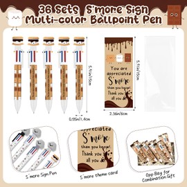Sayglossy 36 Sets S'more Marshmallow Appreciation Gifts Bulk 6 in 1 Multicolor Ballpoint Pen Funny Cute Inspirational Gifts with Positive Bookmark for Back to School Teacher Office Employee Coworker