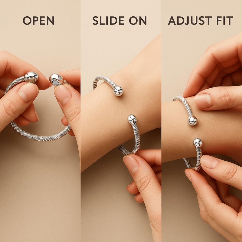 Fluxionova Natural Detox Slimming Cuff, Adjustable Alloy Bracelet, Lymphatic Drainage
