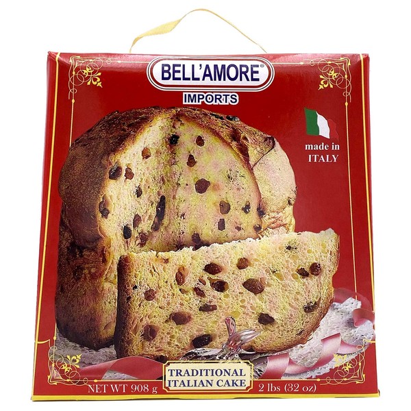Traditional Italian Panettone Bread 2lbs | Imported from Italy | Italian Cake with Raisins and Dried Candied Orange Peels