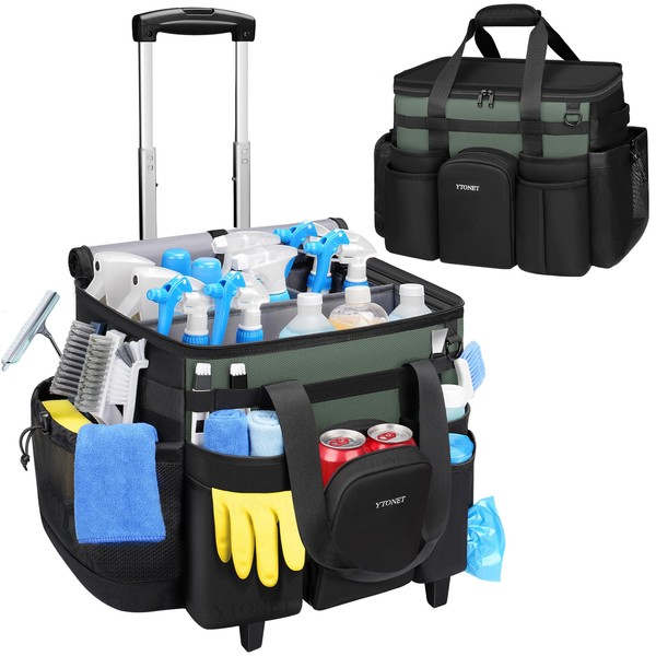 Ytonet Cleaning Caddy with Wheels, Extra Large Rolling Cleaning Caddy