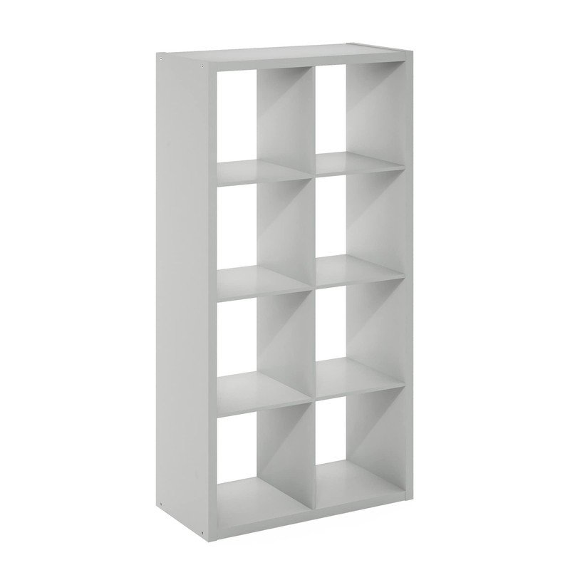 Furinno Cubicle Open Back Decorative Cube Storage Organizer, 8-Cube, Light