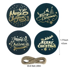 FAZHBARY 120 PCS Black Round Christmas Gift Tags Hanging Holiday Gift Tags with String for DIY Crafts Gift Wrapping Decoration