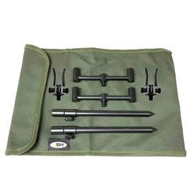 2 ROD ALI SHORT BUZZ BAR SET BLACK WITH BAG + 2 RESTS CARP FISHING TACKLE