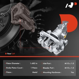 A-Premium Disc Brake Caliper Assembly with Bracket Compatible with Select Nissan Models - 280ZX 1982-1983, L6 2.8L, Coupe - Rear Left Driver Side