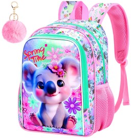 Girls Toddler Koala Backpack, Water Resistant Kindergarten Bookbag, 13" Preschool Backpacks for Toddler - Koala Pink