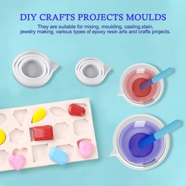 Koonafy - Juego de 4 tazas medidoras de silicona graduadas plegables, 50 ml/100/250 ml/500 ml, para moldes de epoxi, fabricación de vasos, pintura