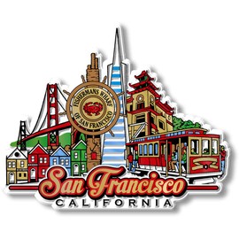 San Francisco City Magnet by Classic Magnets, Collectible Souvenirs Made in The USA, 4.1" x 3.3"