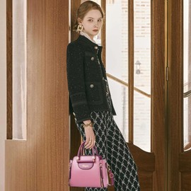 NICOLE & DORIS Women Top Handle Bag Elegant Handbags Contrast Color Shoulder Bags PU Leather Small Crossbody Bag Satchel Bag for Casual Daily Dark Pink