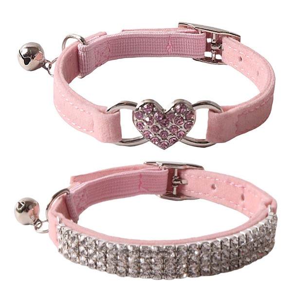 SLEEKEE Pack of 2 Cat Collars, Rhinestone Cat and Dog