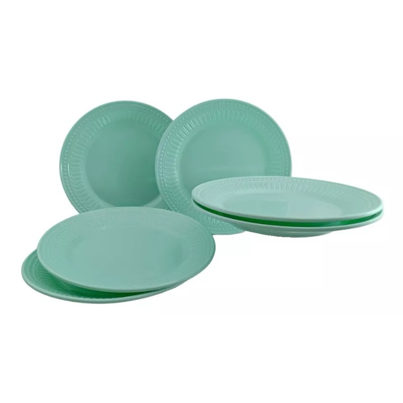 Anforama Juego De 6 Platos Trinche Elegantes Melamina Brillante Aqua