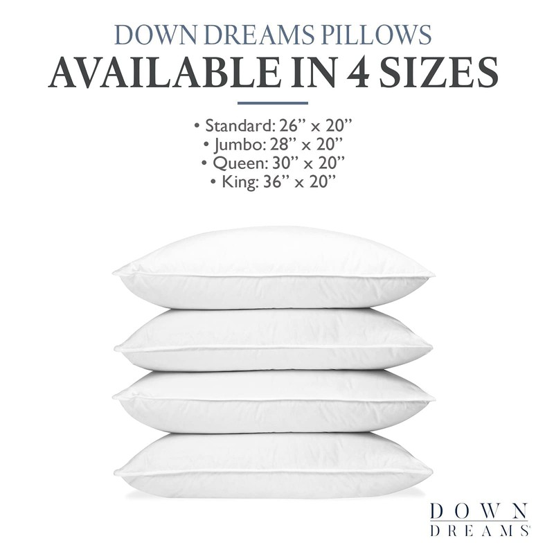 Down Dreams Manchester Mills Classic Pillows - Queen/Medium Support, 2-Pack