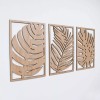 Decor Tropical Leaves Wood Wall Art, 3 Panel Set, Monstera