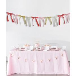 Mix Color Bow Garland Hanging Party Decortions, Bow Garland Girls Birthday Table Decorations, Bridal Shower, Bachelorette Party Decor, Wedding Favors Supplies