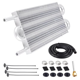 BARTOO Universal 5/16" Transmission Oil Cooler Kit, Aluminium alloy 4 Pass Tube and Fin Oil Cooler Kit(Sliver)