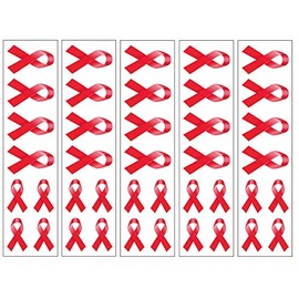 40 Red Ribbon Temporary Tattoos: HIV/AIDS Awareness Tattoo