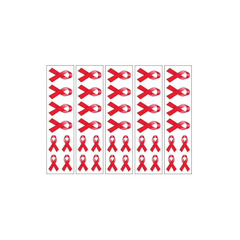 40 Red Ribbon Temporary Tattoos: HIV/AIDS Awareness Tattoo