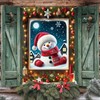 Saoplasa Christmas Party Banner 47x31 Inch Snowman Window Cover Holiday