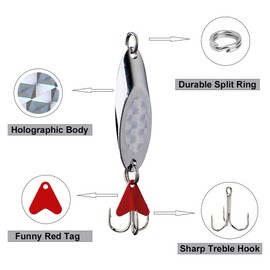 OROOTL 8pcs/lot Metal Fishing Lures Spoon Spinner Baits Fishing Spinnerbait Salmon Trout Minnow Lure Baits With Treble Hooks