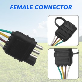 ROSY PIXEL 48 Inch Trailer Connector with 4 Pin Wiring, Extension Plug and Harness with Endcaps - 4 Wire Trailer Wiring for Lights
