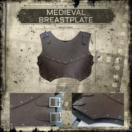 MDJWIANJ Men Viking Medieval Leather Chest Armor Set, 10 Pcs Renaissance Cosplay LARP Adjustable Ren Faire Knight Armour Set with Belt Bracers Greaves, Brown