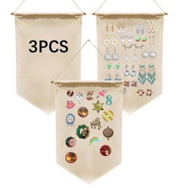 3 PCS Canvas Banners Wall Hanging Brooch Jewelry Storage Case Stand Enamel Pin Display, Sublimation blank Banner,Holder Earrings Necklace Pin Collection Organizer