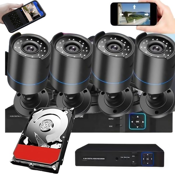 3000TVL Home Security System Surveillance DVR Camera Kits, 4pcs Wired