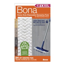 Bona Bona Sweeping Pads for Multi-Surface Floors - 24 Refills - Heavy-Duty & Disposable Pads - XL Microfiber Pads Wipe Away Dust, Dirt, & Pet Hair