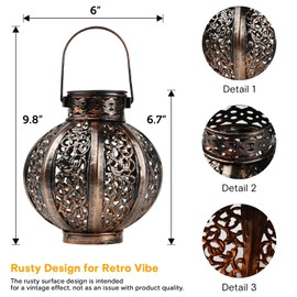 MAGGIFT 2 Pack Hanging Solar Lanterns Outdoor - Vintage Solar Powered Lantern for Outside - Waterproof Solar Lights for Yard Decor 6 Lumens, Copper
