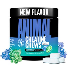 Animal Animal Creatine Chews ?C Enhanced Creatine Monohydrate Chewable Tablets with AstraGin & Sea Salt, Max Absorption Pre Post-Workout, Lean Muscle Growth, Strength & Recovery, New Flavor Candy Crush'd