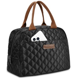 LOKASS Lunch Bag for Women/Men-Insulated Adults Lunch Box with Front Pocket- Small Cute Lunch Tote for Work-Reusable Cooler Bag for Office Picnic Beach or Travel