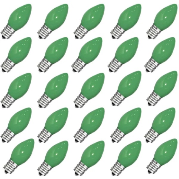 Unbranded 25 Pack C7 LED Green Replacement Light Bulbs for